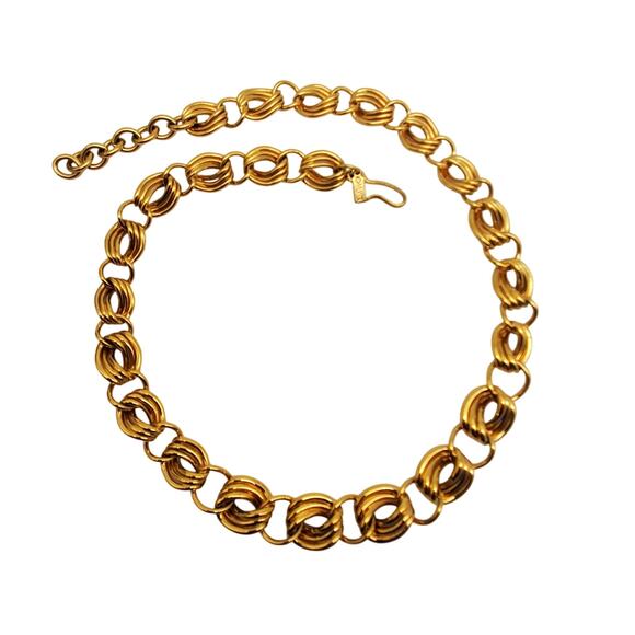 Monet Retro Gold Tone Link Necklace Chunky Bold Statement Graduated Chain Vtg - Picture 5 of 11